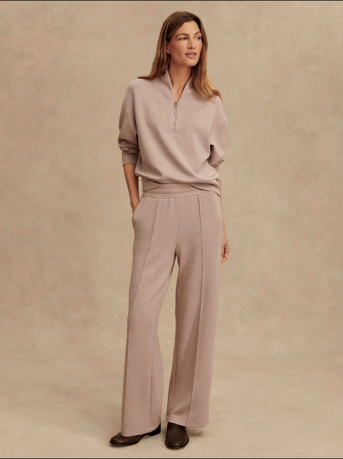 The wide leg pant - Taupe marl