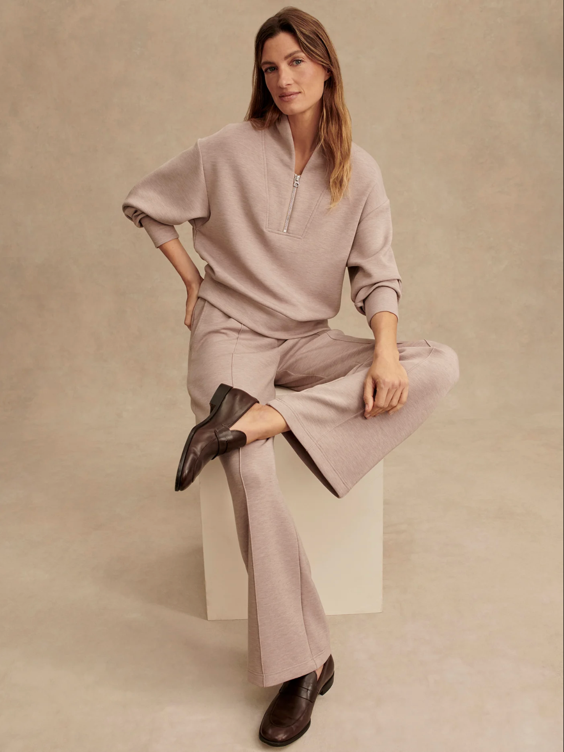 The wide leg pant - Taupe marl