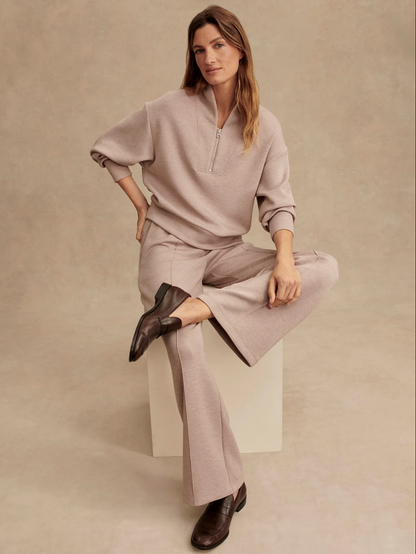 The wide leg pant - Taupe marl