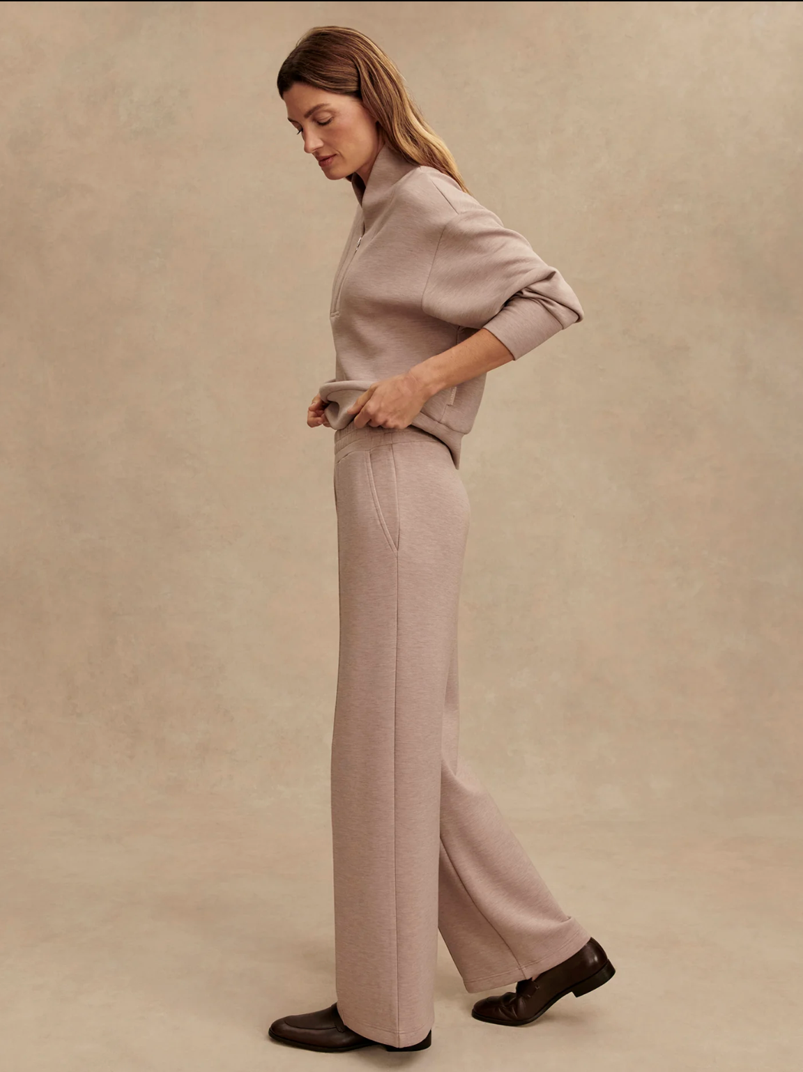 The wide leg pant - Taupe marl