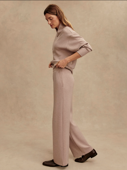 The wide leg pant - Taupe marl
